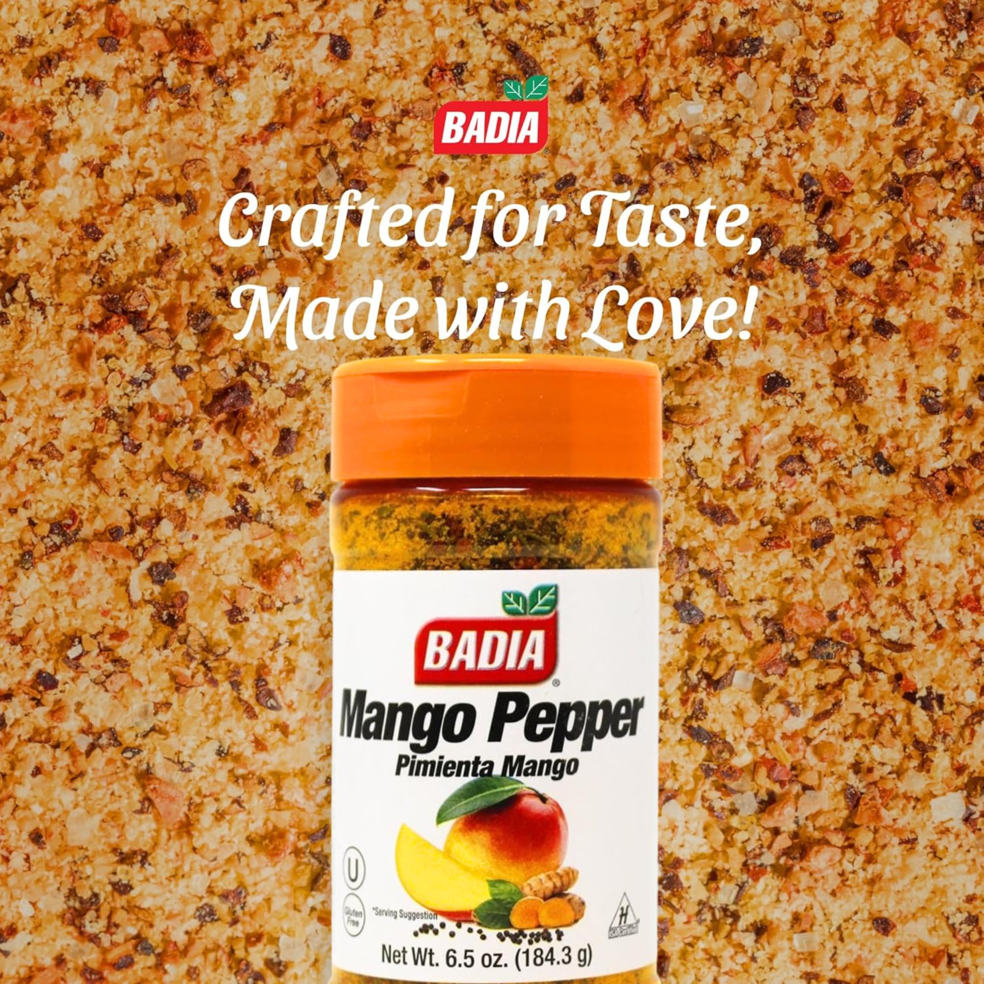 Rice dish topped with Badia Mango Pepper Seasoning releases sweet-spicy aroma.