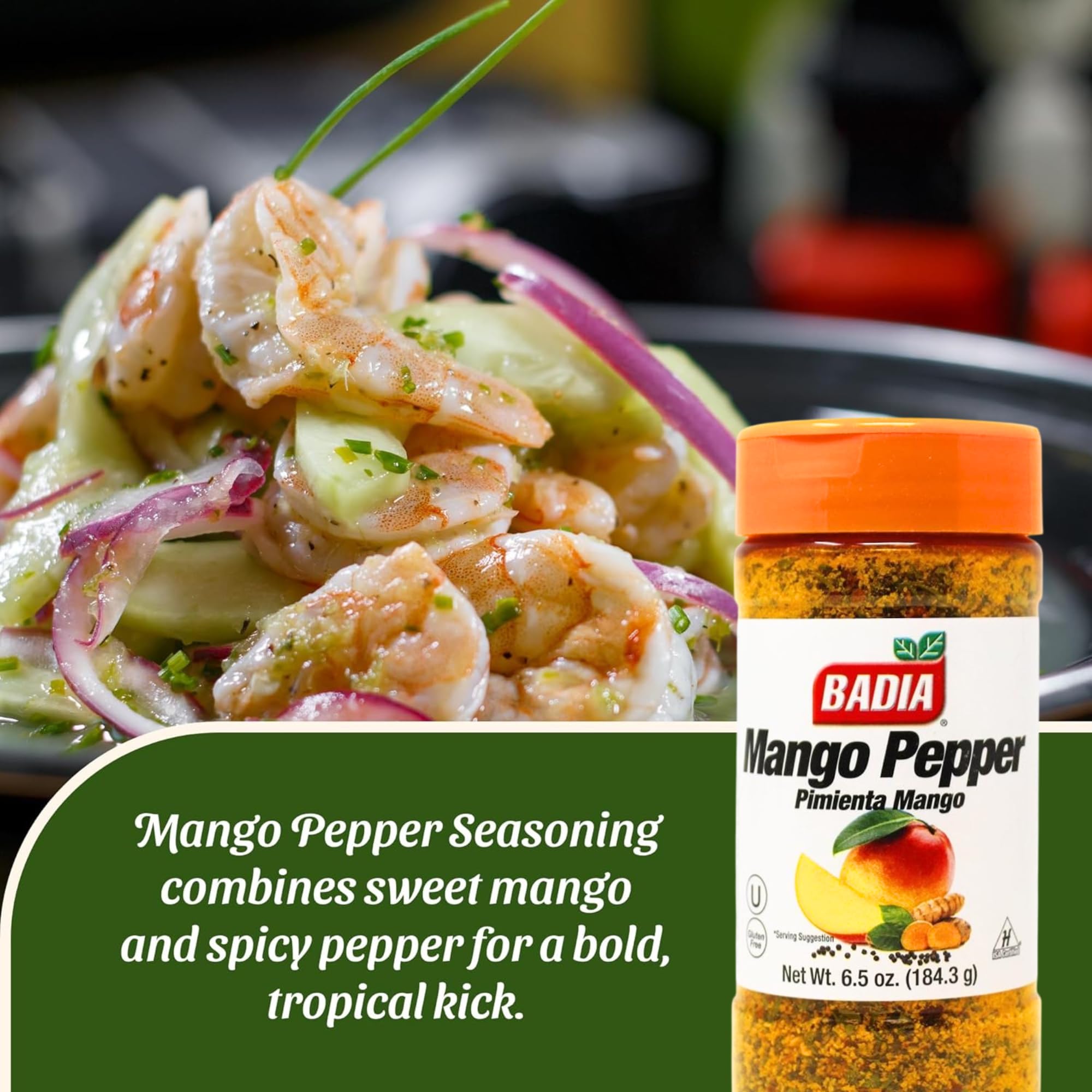 Seafood dish featuring Badia Mango Pepper Seasoning delivers tropical, balanced flavor.