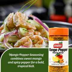 Seafood dish featuring Badia Mango Pepper Seasoning delivers tropical, balanced flavor.