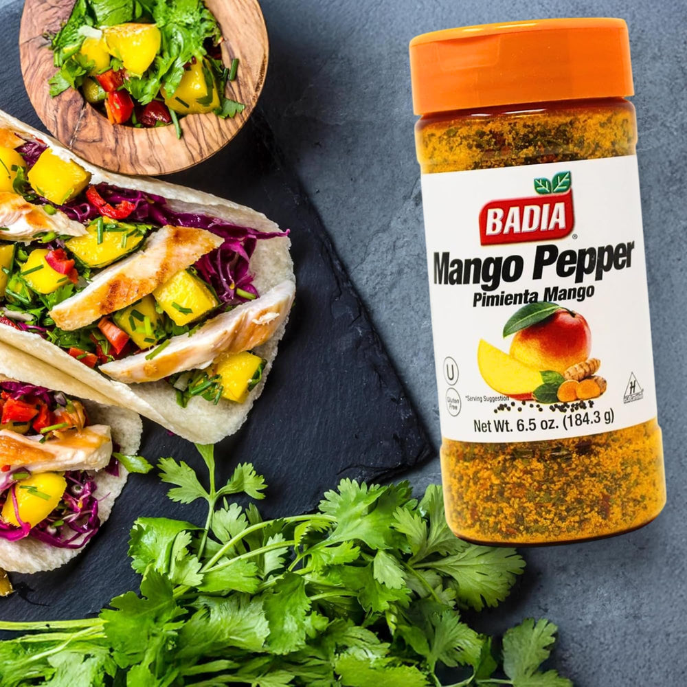 Salad with Badia Mango Pepper Seasoning brings tropical flair to greens.