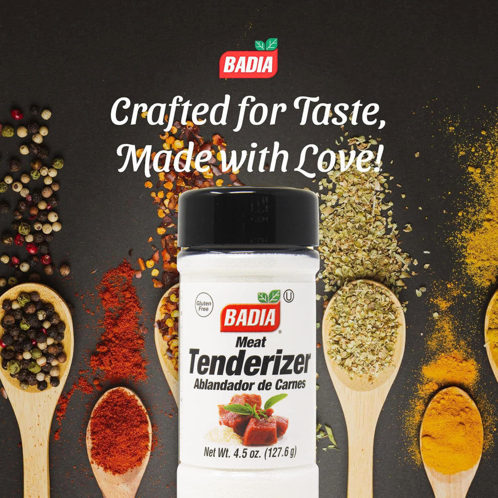 Badia Meat Tenderizer on beef steaks helps soften tough fibers before cooking.