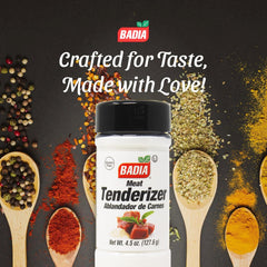 Badia Meat Tenderizer on beef steaks helps soften tough fibers before cooking.