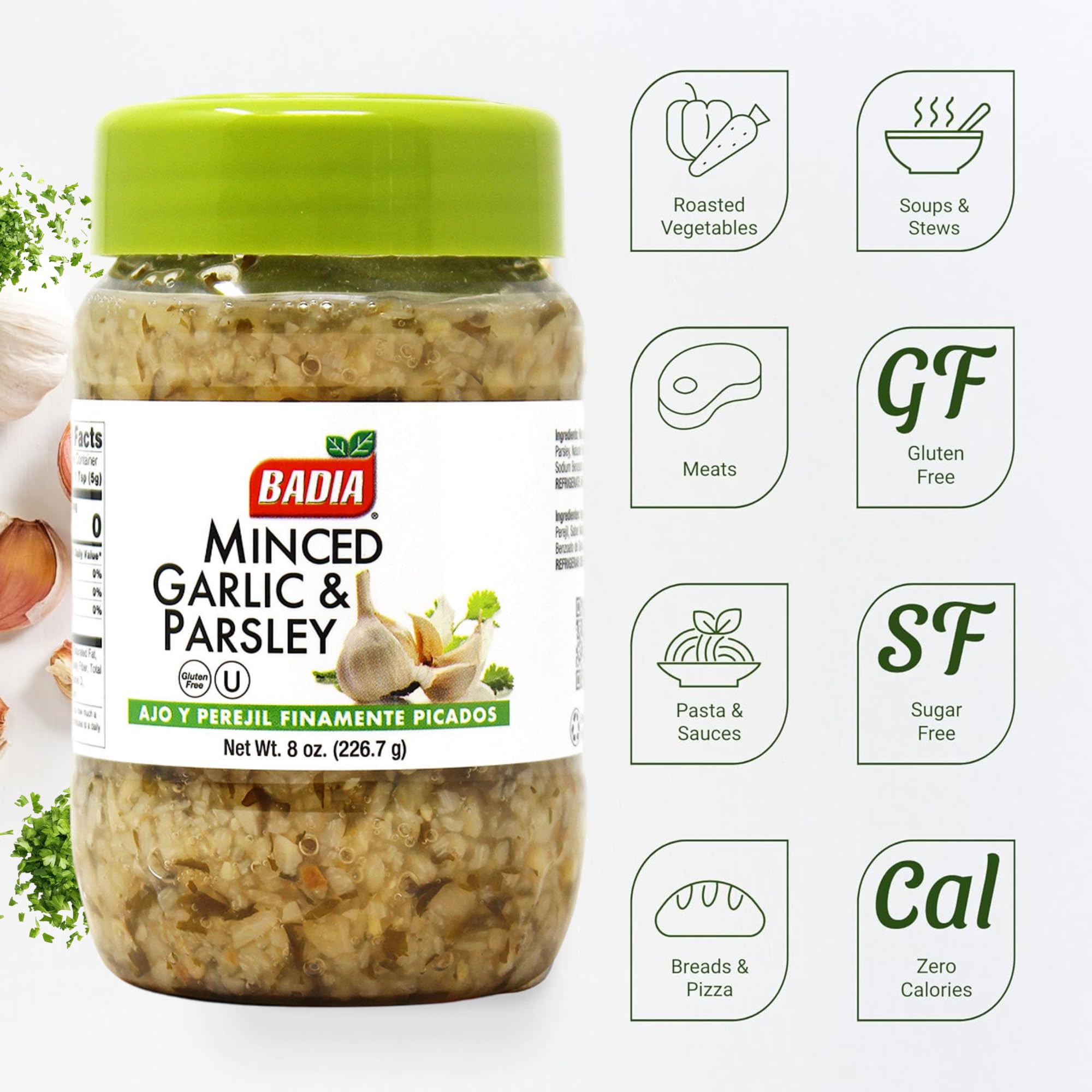 Badia Minced Garlic & Parsley pasta dish showcases aroma enhancing sauces.