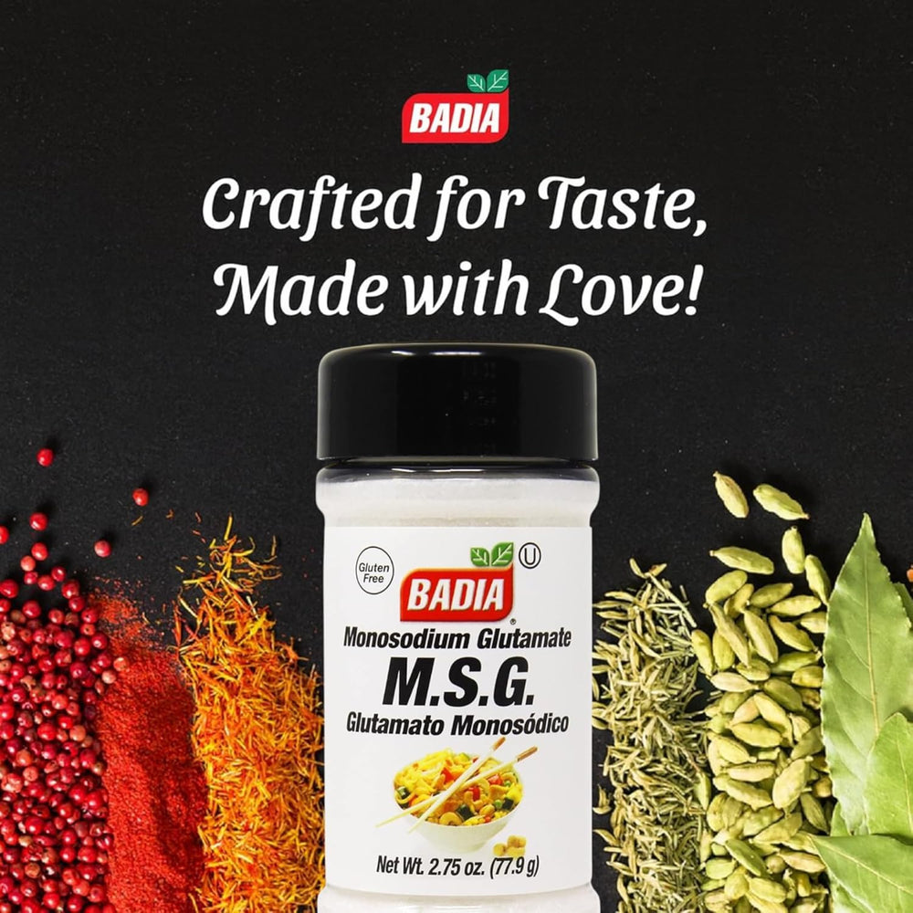 Badia MSG seasoning pour action highlights savory depth for beef and veggies.