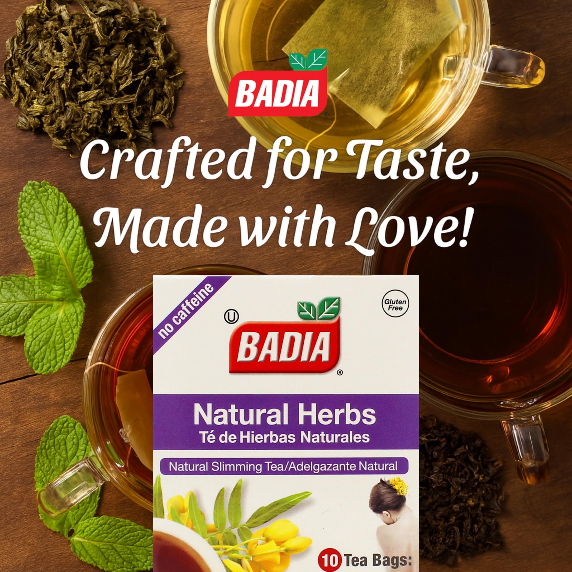 Badia Natural Herbs Tea iced glass ready for a refreshing cold brew.