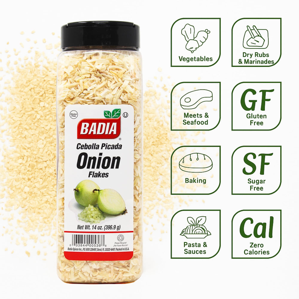 Badia Onion Flakes being added to soup for depth and aroma.