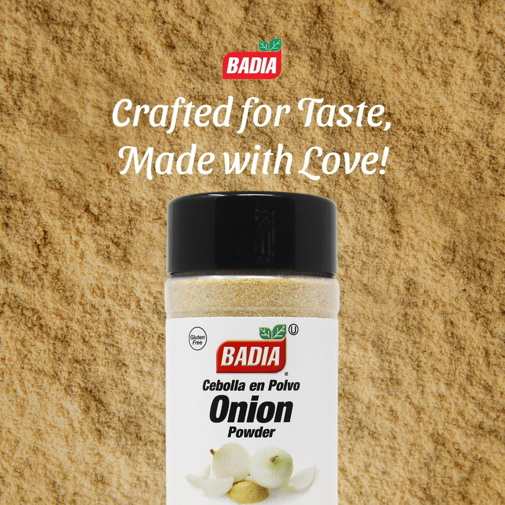 Badia Onion Powder used as meat seasoning in a skillet