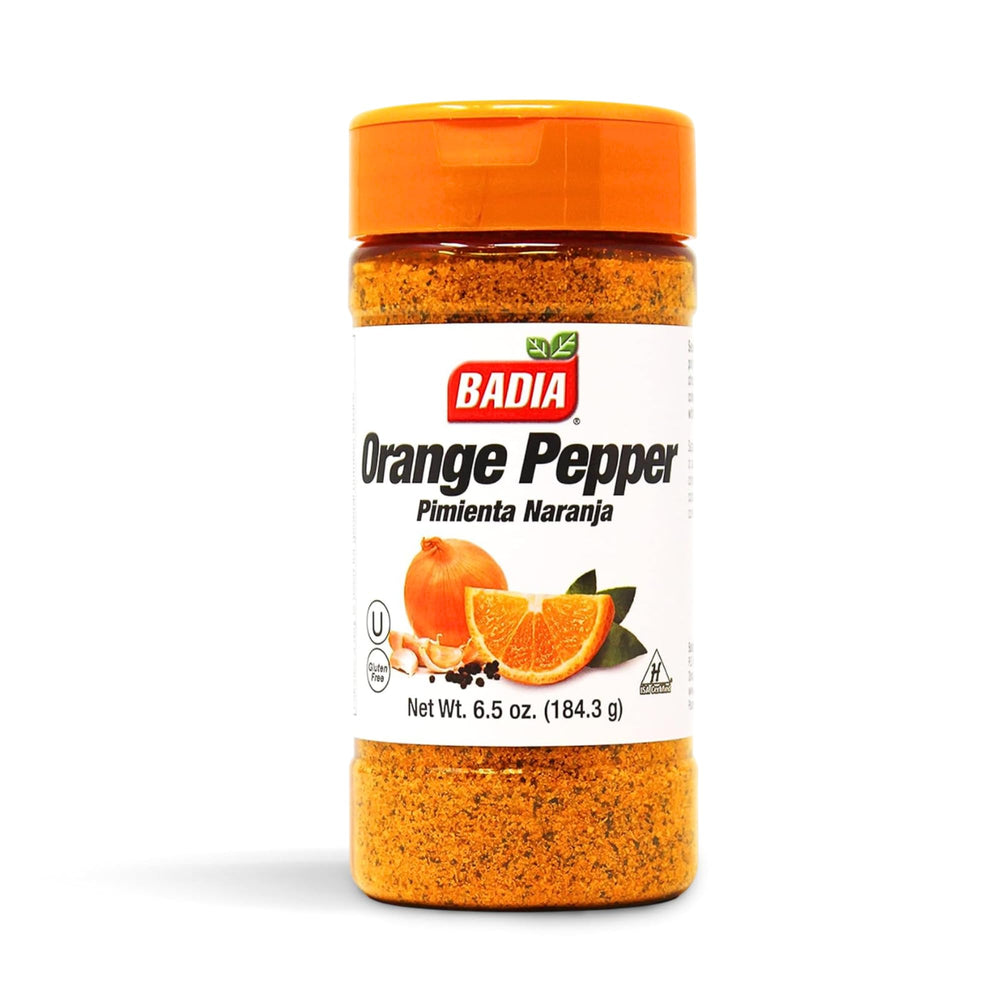 Badia Orange Pepper Seasoning bottle on a kitchen counter highlighting citrus-forward flavor