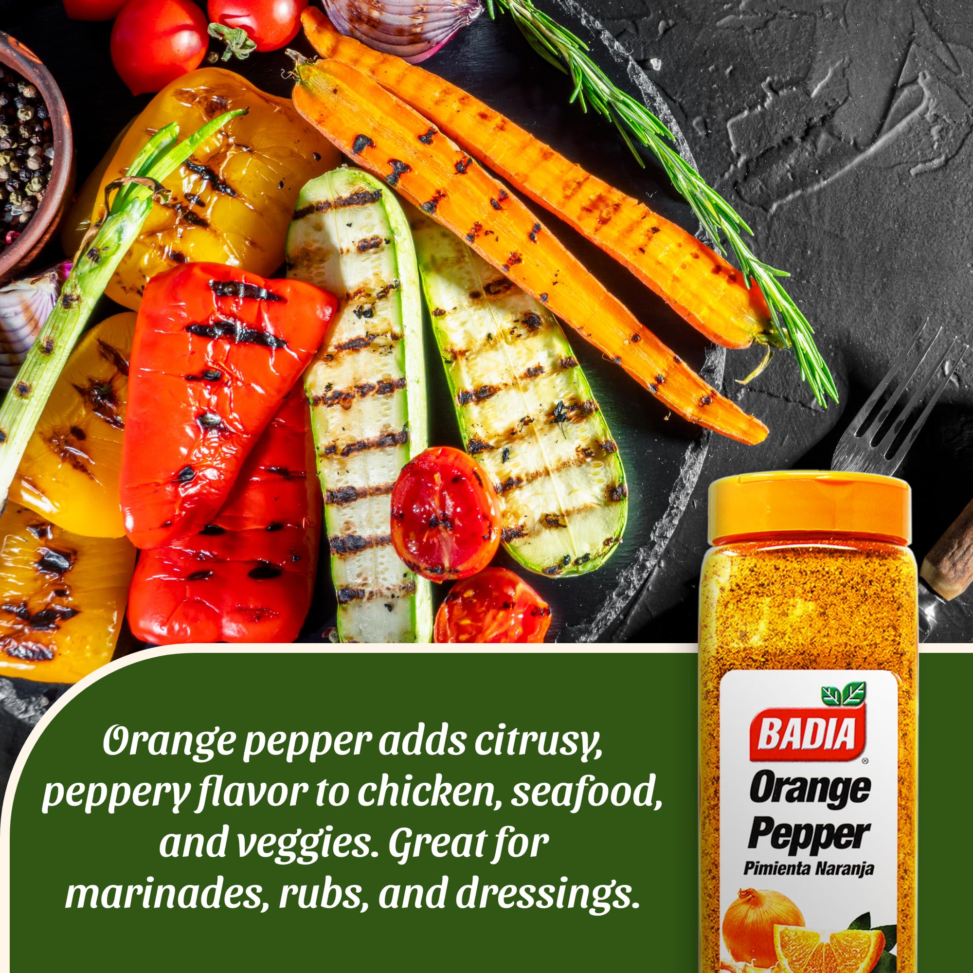 Badia Orange Pepper Seasoning on a chicken dish with citrus kick.
