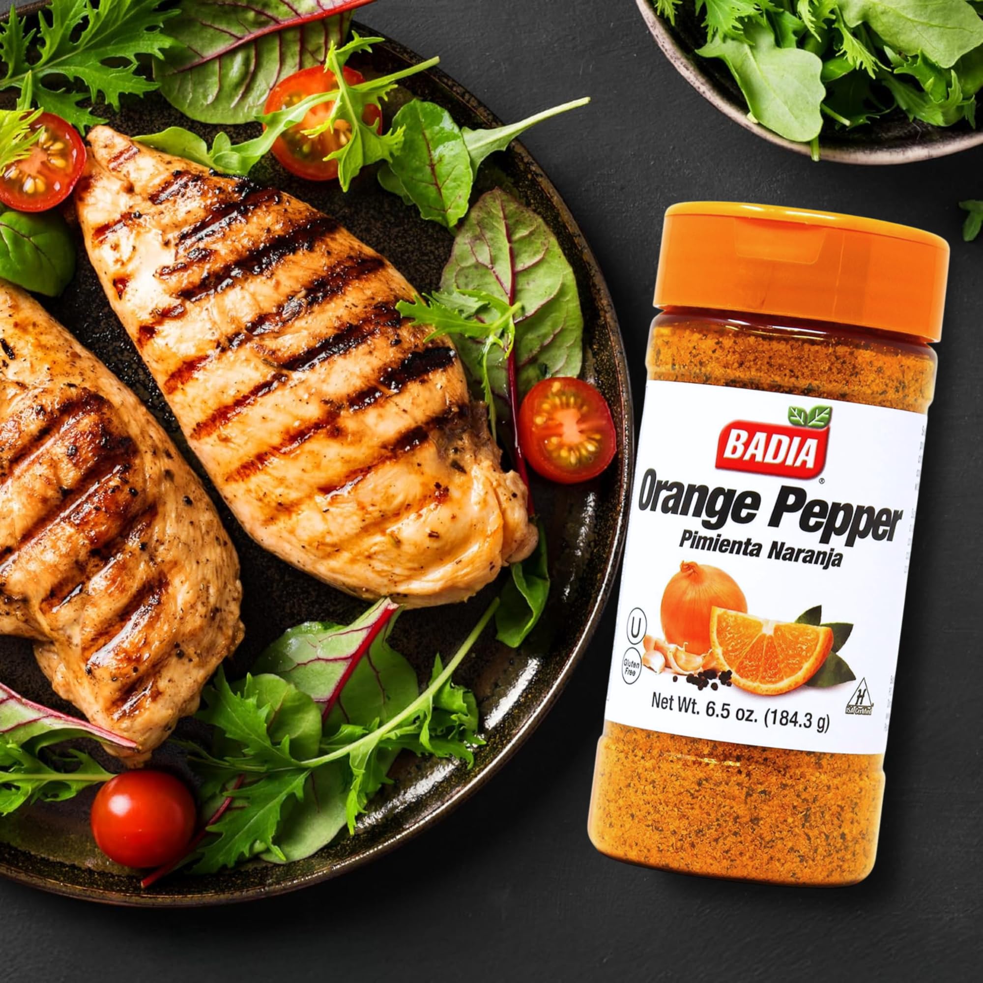 Badia Orange Pepper Seasoning seafood dish with citrus note and peppery finish