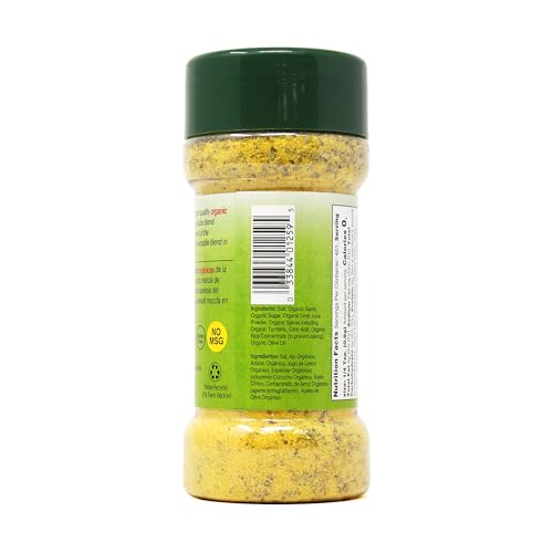 Badia Organic Adobo seasoning bottle closeup label highlights organic, high-quality ingredients
