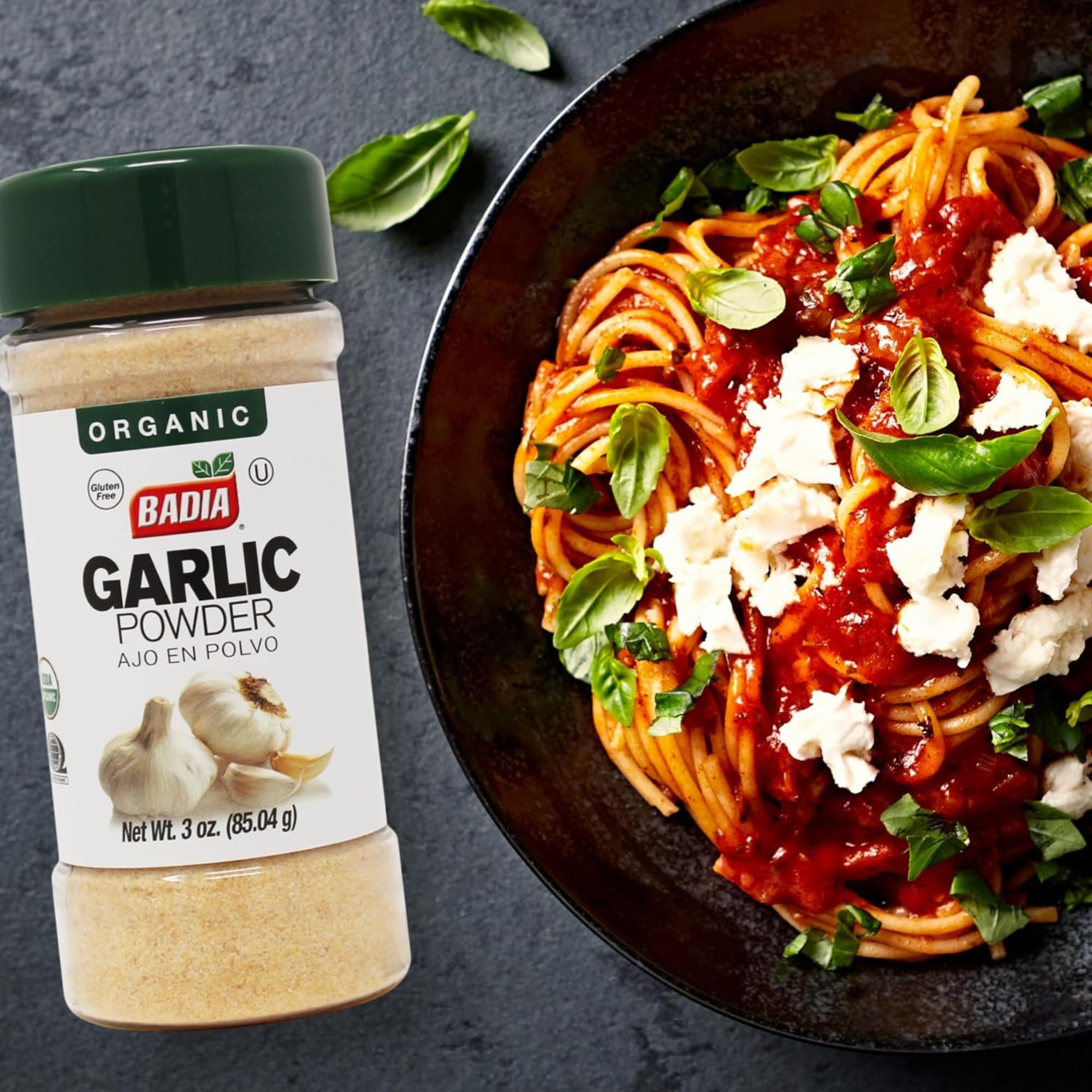 Badia Organic Garlic Powder dusted over vegetables for enhanced aroma