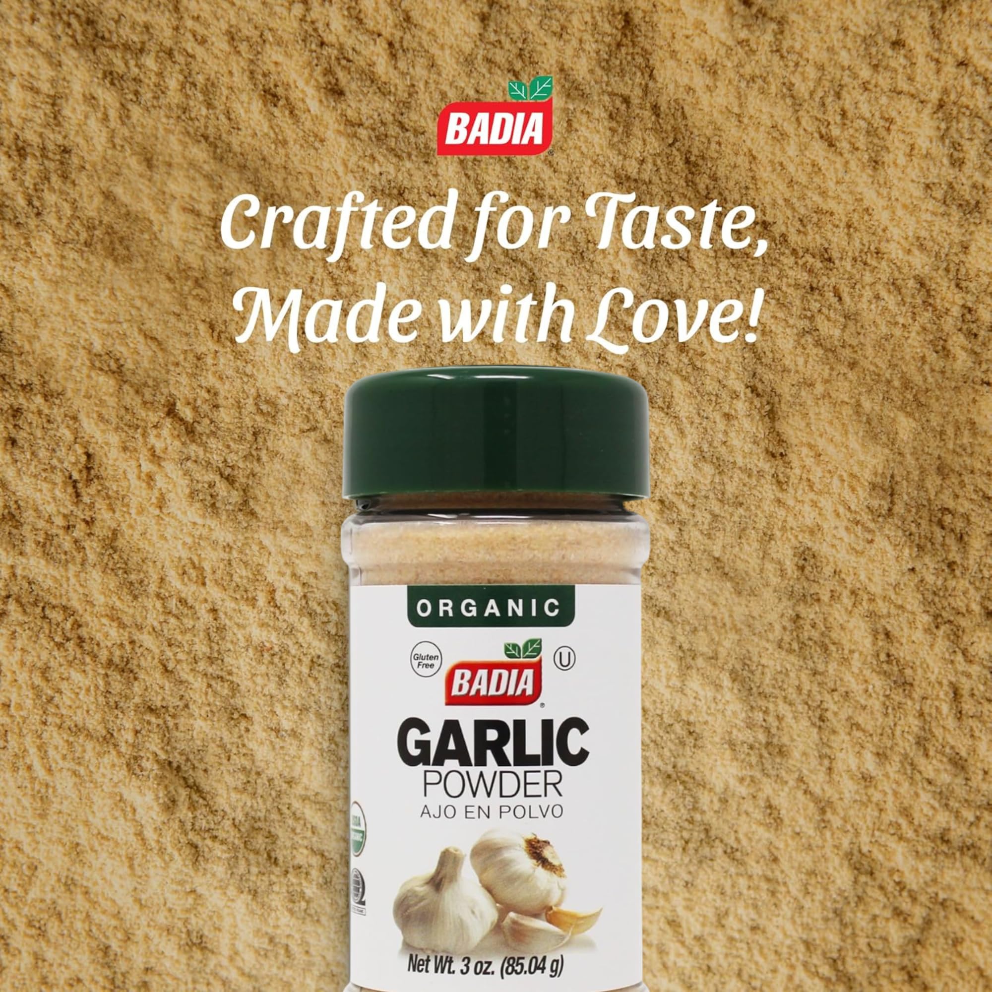 Badia Organic Garlic Powder in a marinade bowl for easy seasoning