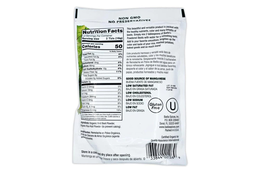 Badia Organic Powdered Beets scoop ready for adding to juices and recipes