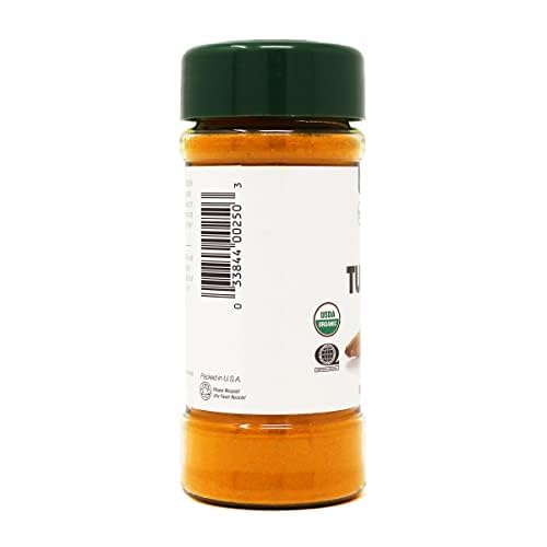 Badia Organic Turmeric Powder closeup blend, highlighting premium quality and curcumin content.