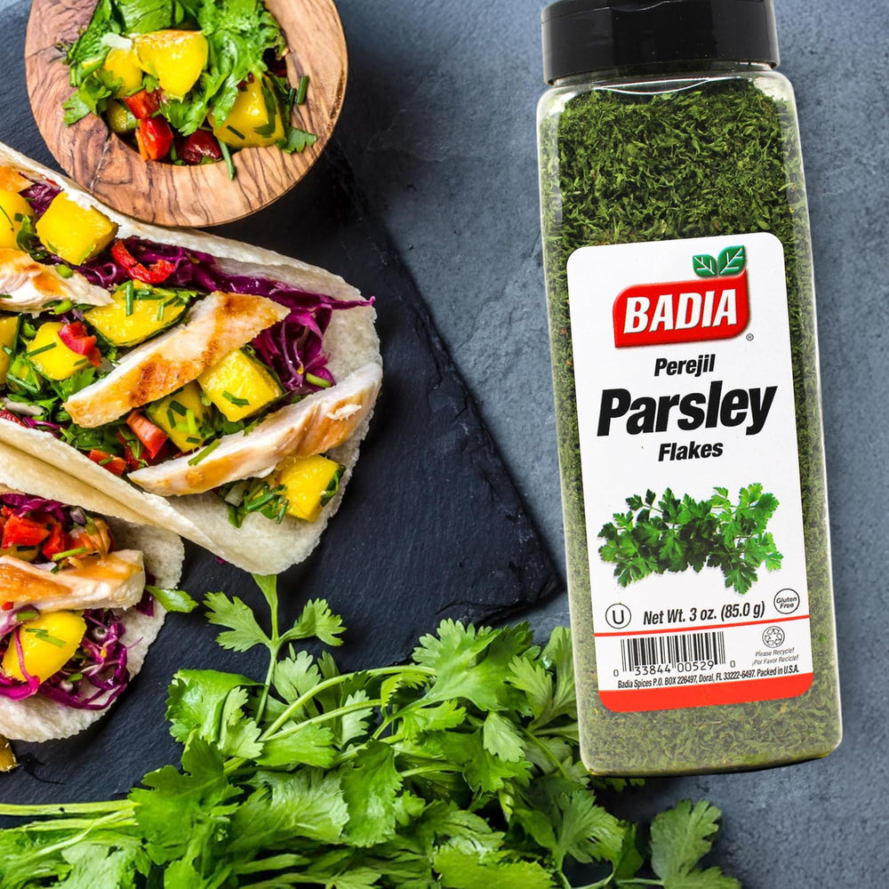 Badia Parsley Flakes garnish-dish finish adds appetizing color and aroma