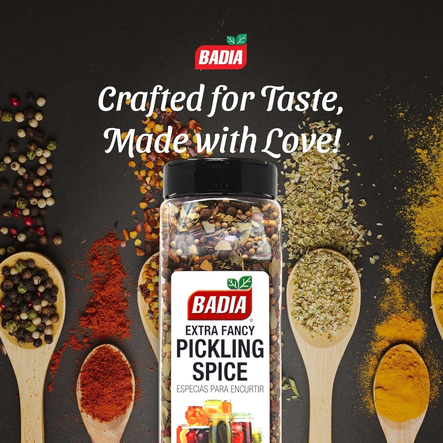 Badia pickling spice mix in brine bowl for quick brining ideas.