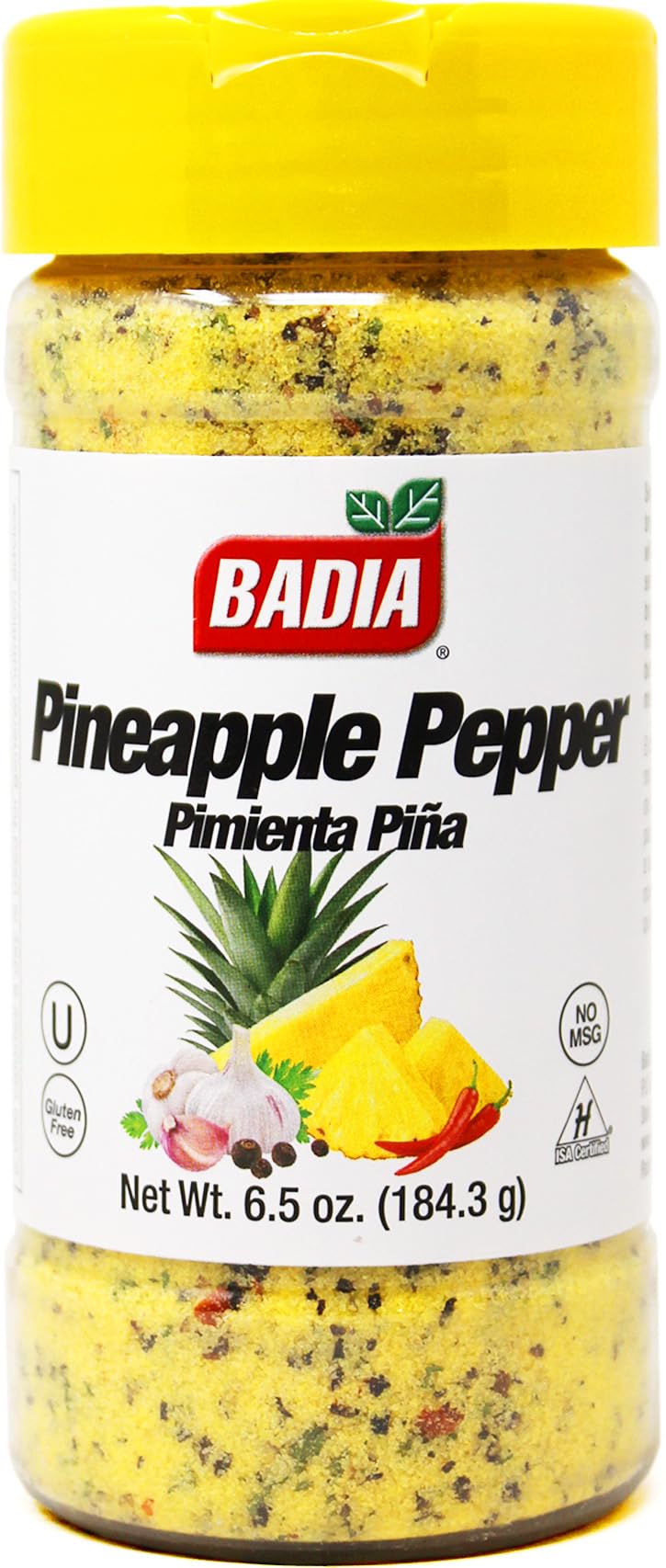 Badia Pineapple Pepper Seasoning bottle boosts poultry flavor with a tropical kick