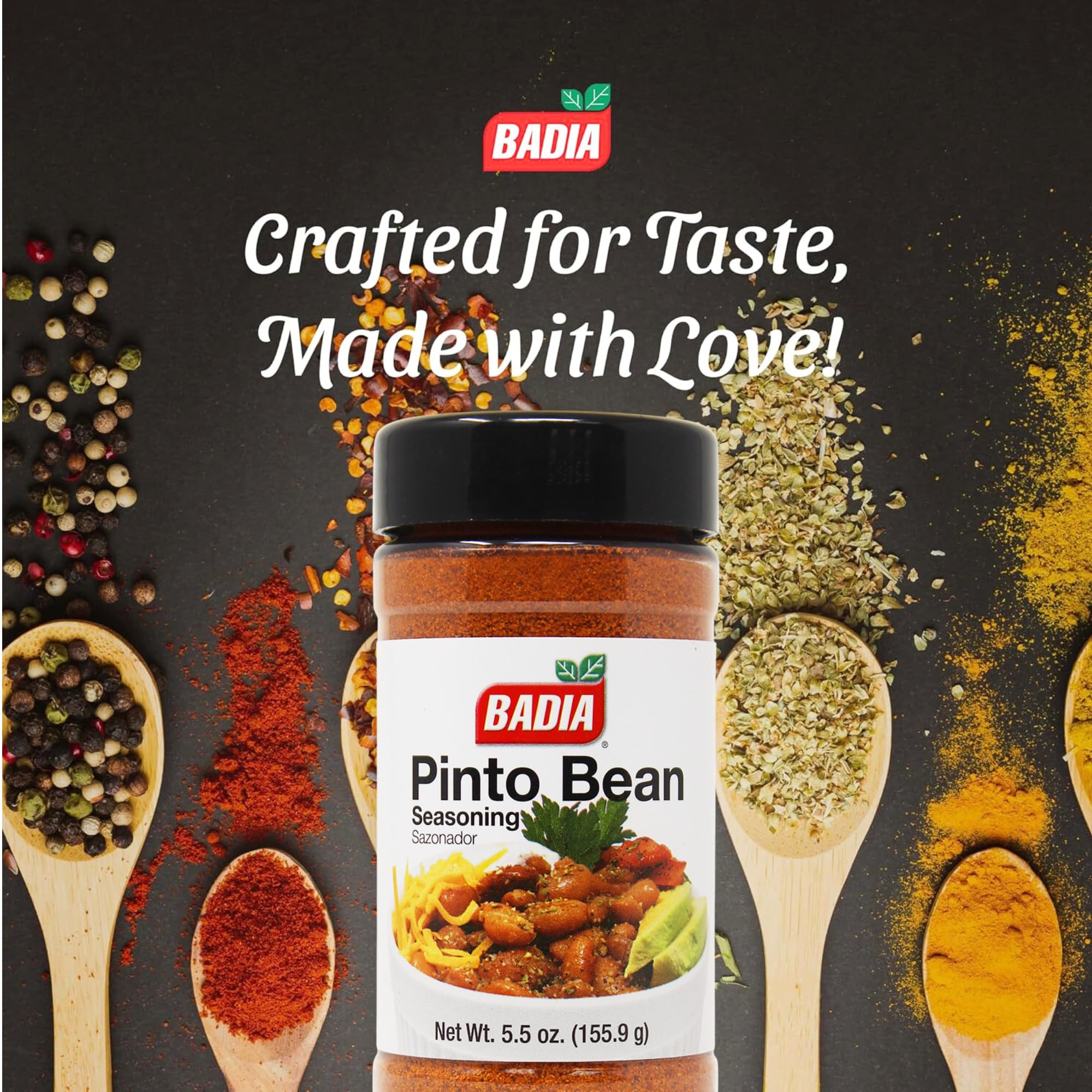 Badia Pinto Bean Seasoning being sprinkled for even distribution in beans.
