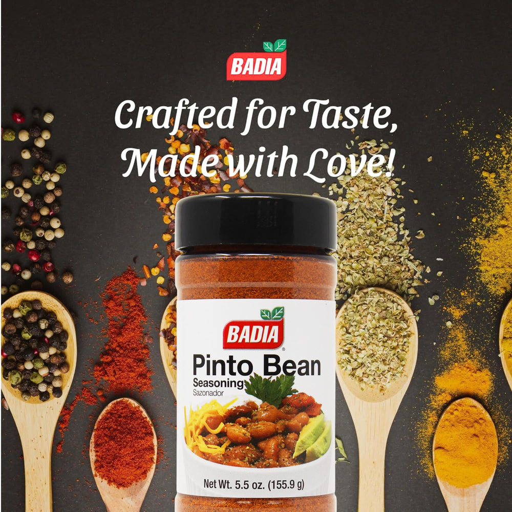 Badia Pinto Bean Seasoning being sprinkled for even distribution in beans.