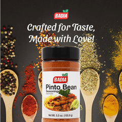 Badia Pinto Bean Seasoning being sprinkled for even distribution in beans.
