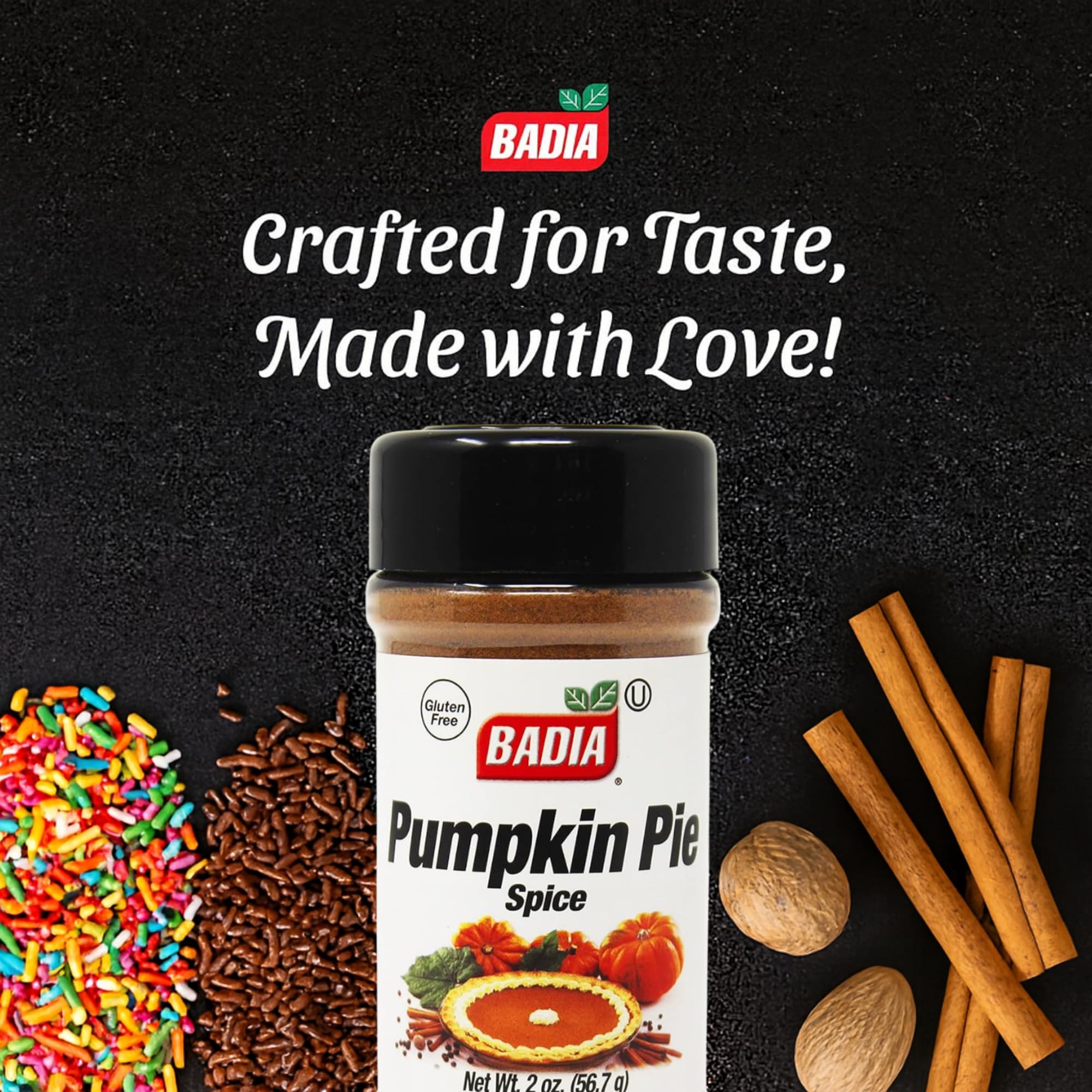Badia Pumpkin Pie Spice jar back view rich blend for pies and seasonal baking