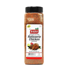 Badia Rotisserie Chicken Seasoning on chicken for a roast-ready crust.
