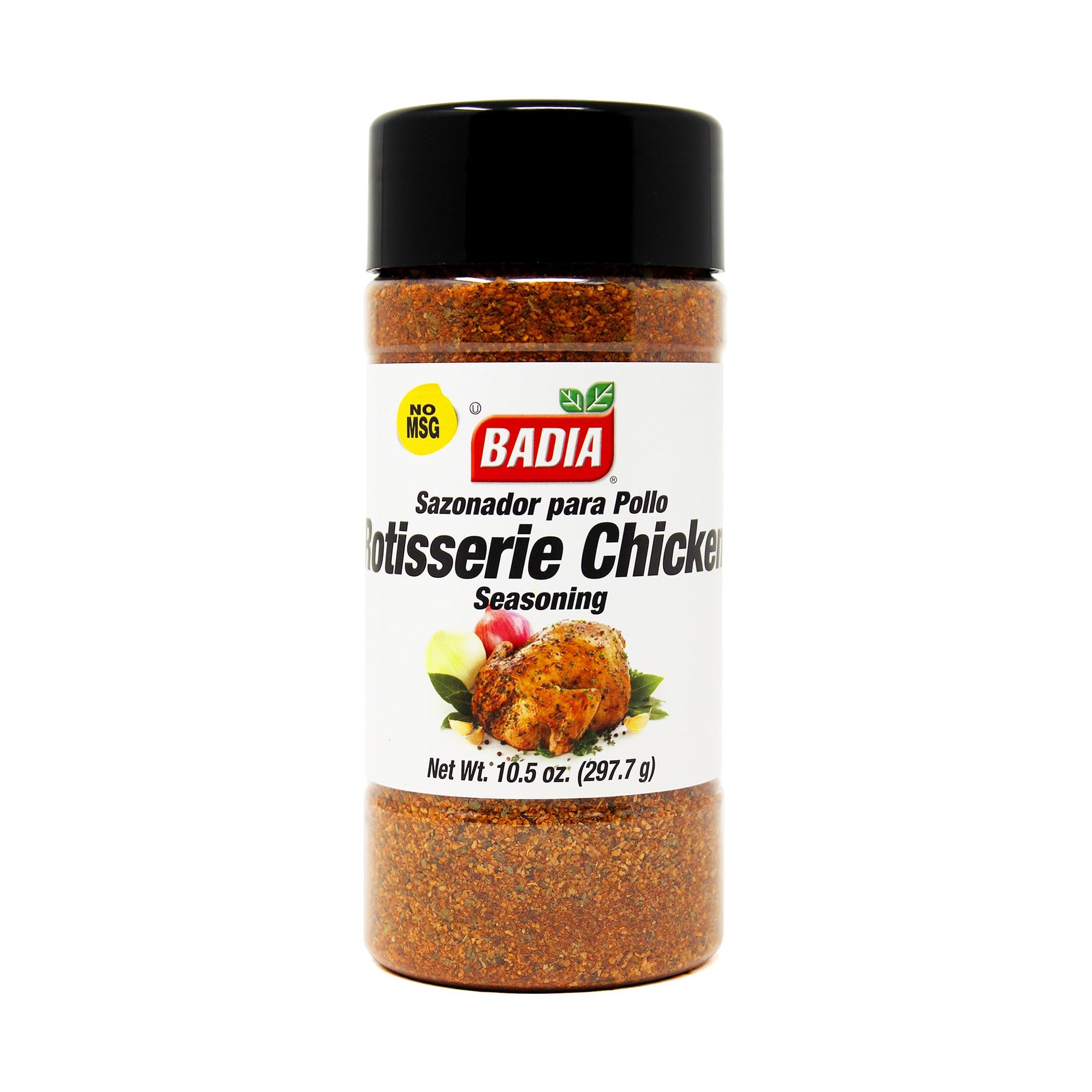 Badia Rotisserie Chicken Seasoning jar close-up highlighting blend for roast poultry