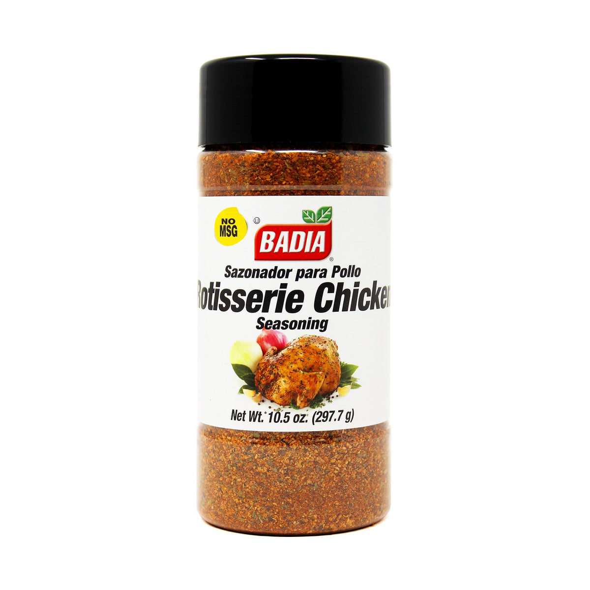 Badia Rotisserie Chicken Seasoning jar close-up highlighting blend for roast poultry