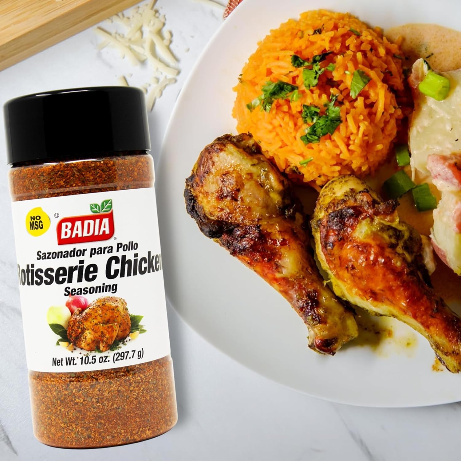 Badia Rotisserie Chicken Seasoning on potatoes roasted with herbs