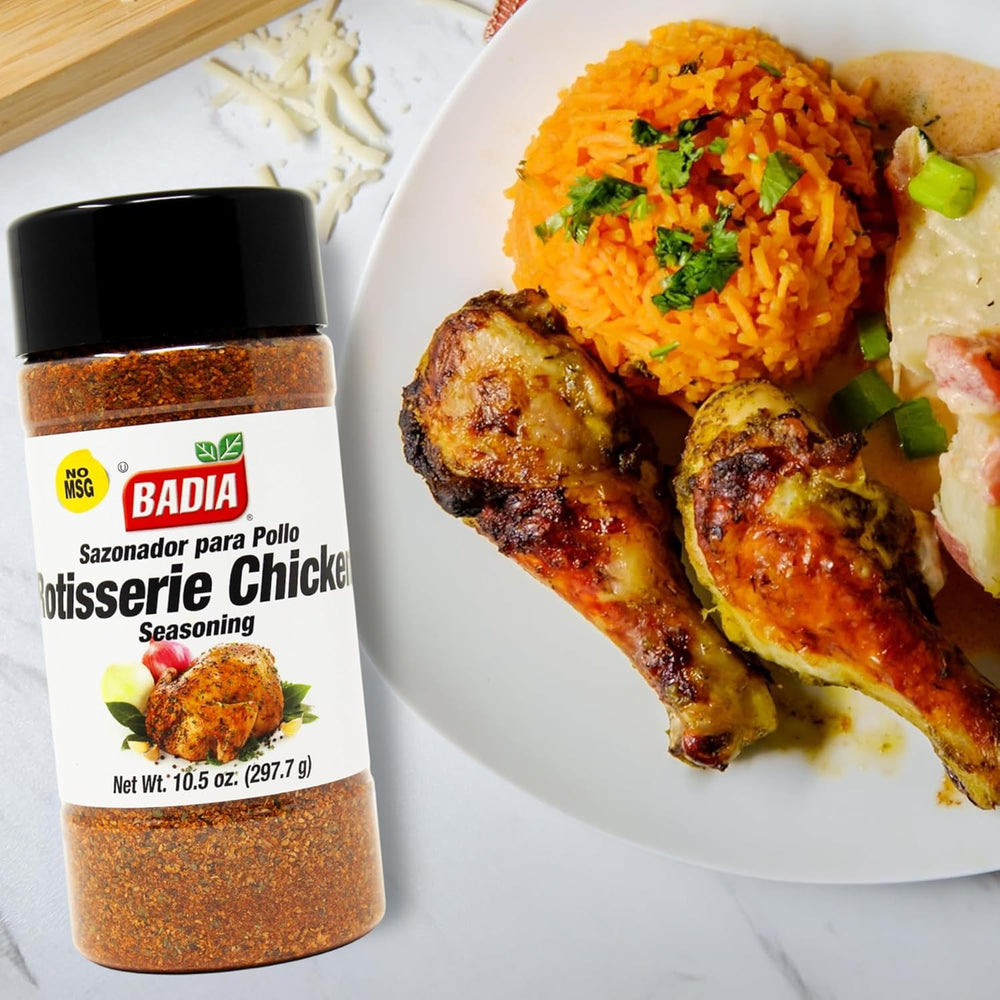 Badia Rotisserie Chicken Seasoning on potatoes roasted with herbs