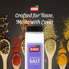 Badia iodized salt dissolves evenly on vegetables and meats
