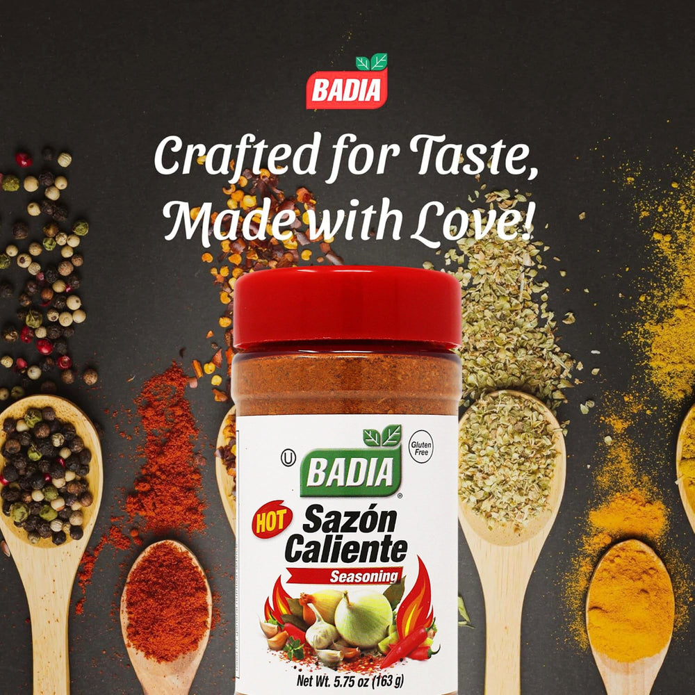 Badia Sazon Caliente seasoned meat dish suggests versatile Latin cooking