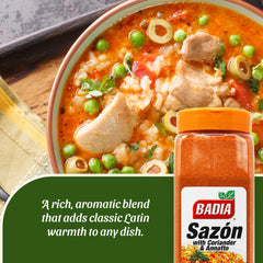 Badia Sazón beans steaming with coriander-annatto for hearty flavor