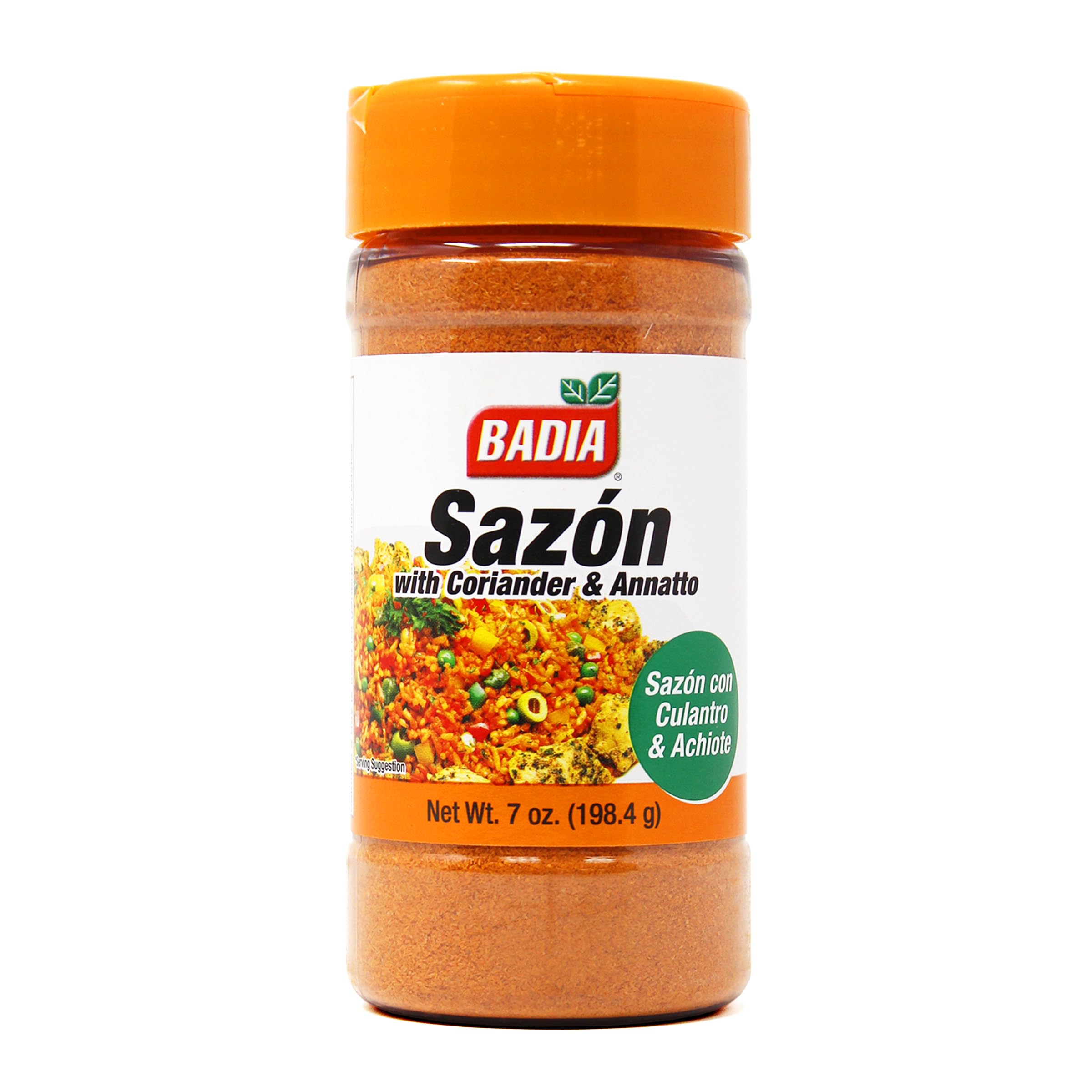 Badia Sazon coriander and annatto bottle top view for authentic Latin flavor