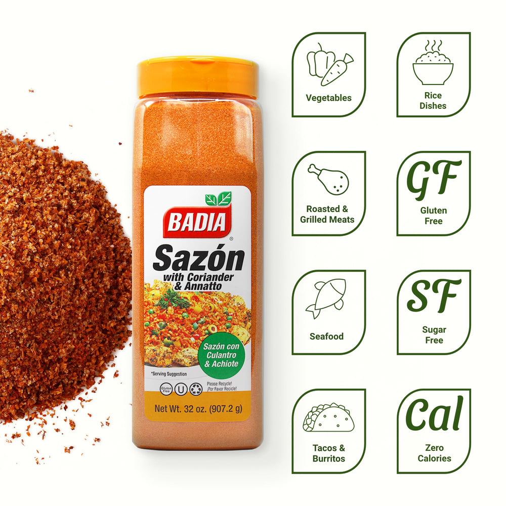 Badia Sazón seasoned meat slices with coriander for rich, smoky finish