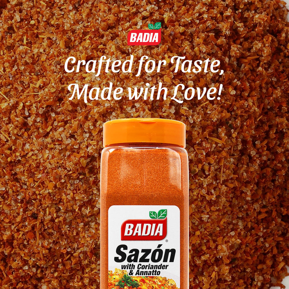 Badia Sazón open jar reveals texture and premium ingredients