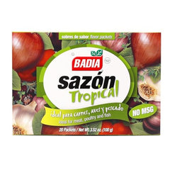 Badia Sazon Tropical on poultry, enhancing aroma for weeknight meals.