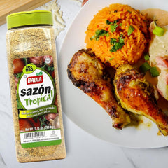 Badia Sazón Tropical seasoning on roasted poultry with savory notes