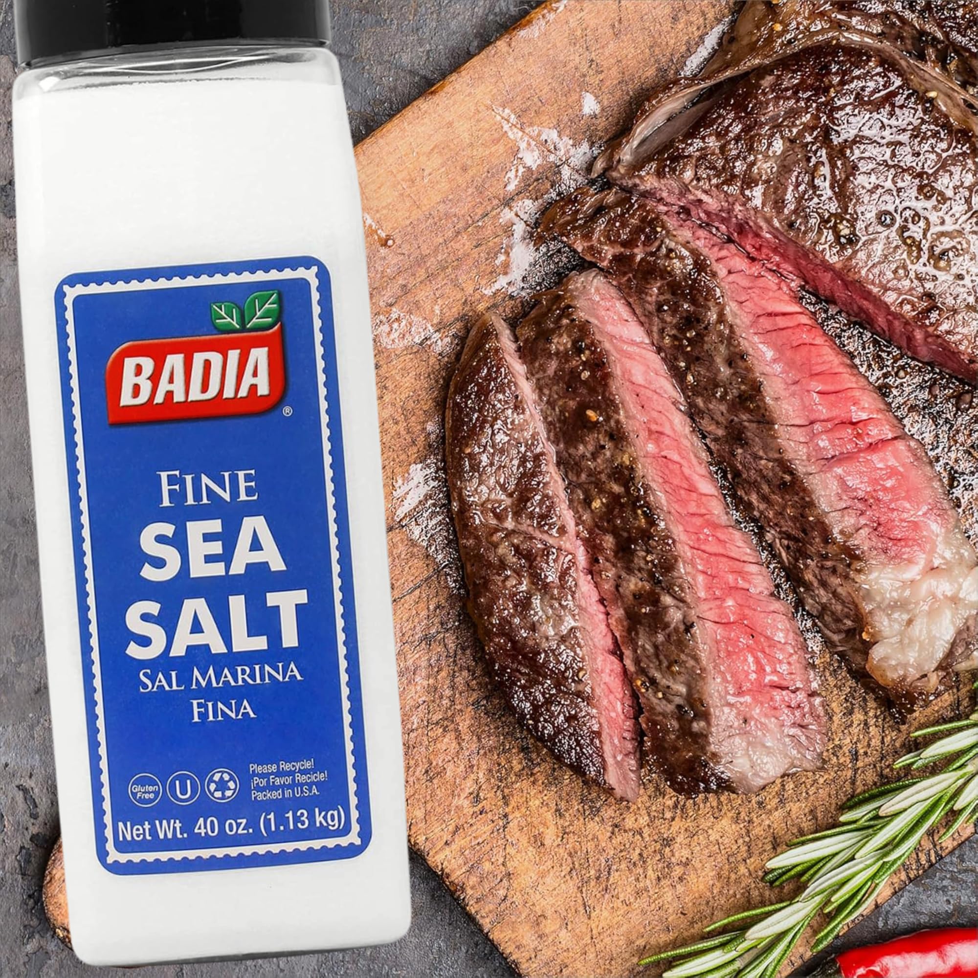 Badia Sea Salt marinades and rubs flavor meats and vegetables with balanced seasoning.