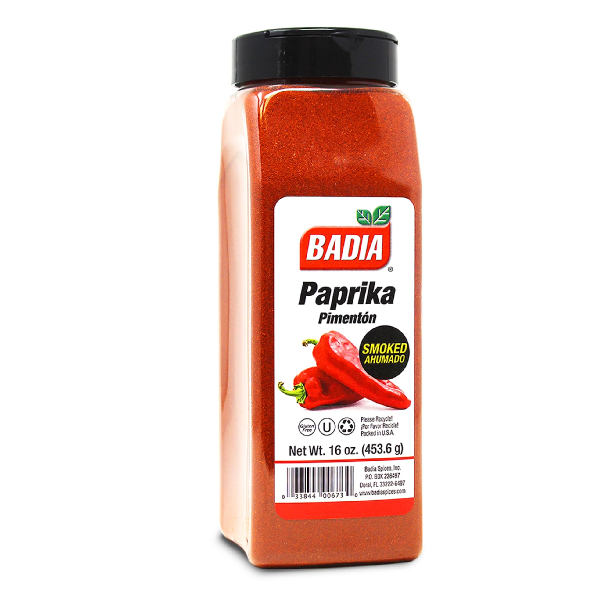 Badia Smoked Paprika bottle top view highlighting rich color and aroma
