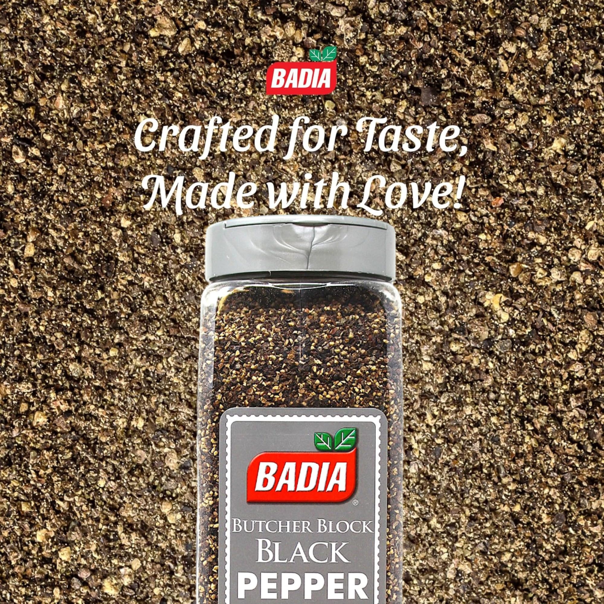 Badia black pepper seasoning on meat enhancing aroma and savory depth