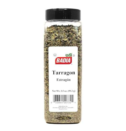 Badia Tarragon spice bottle closeup highlighting aromatic fragrance for dressings