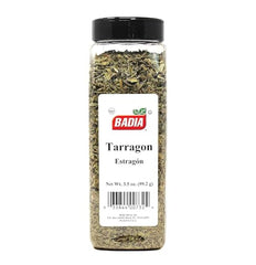 Badia Tarragon spice bottle closeup highlighting aromatic fragrance for dressings
