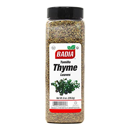 Badia thyme leaves close-up highlighting aromatic, earthy notes ideal for marinades.