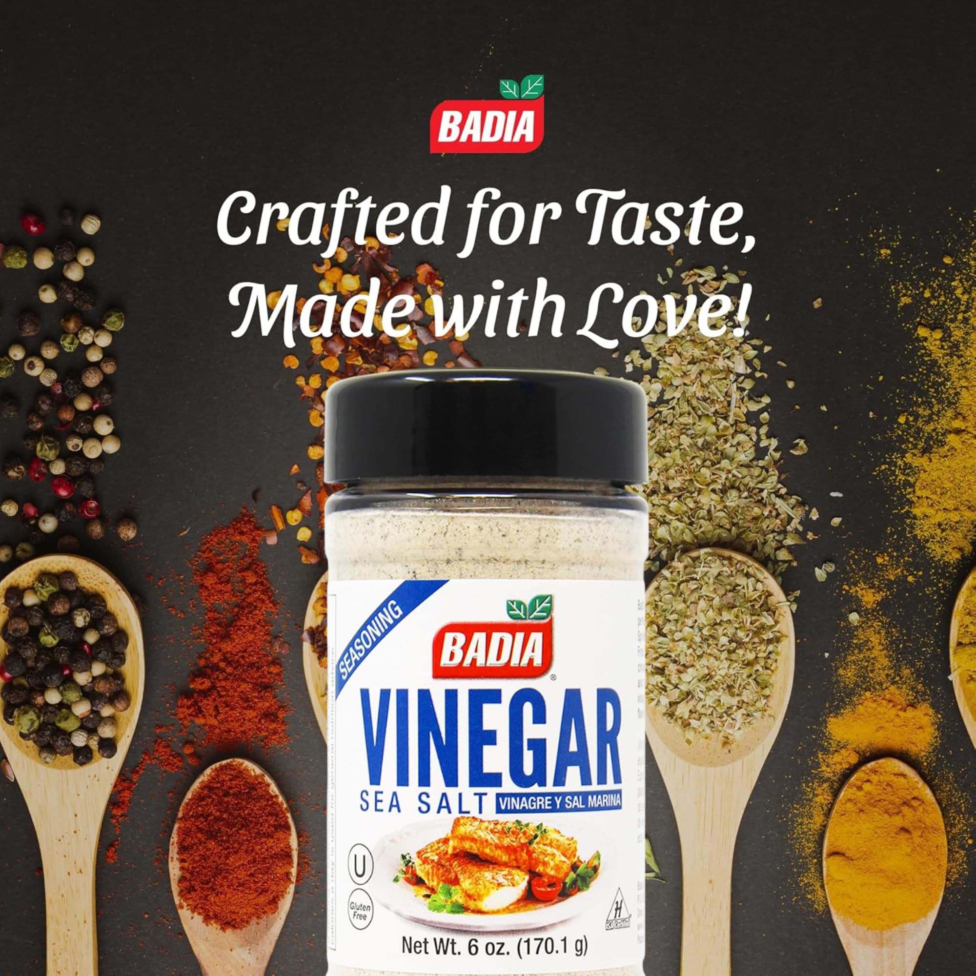 Badia Vinegar & Sea Salt sprinkled over popcorn for a crave-worthy finish.