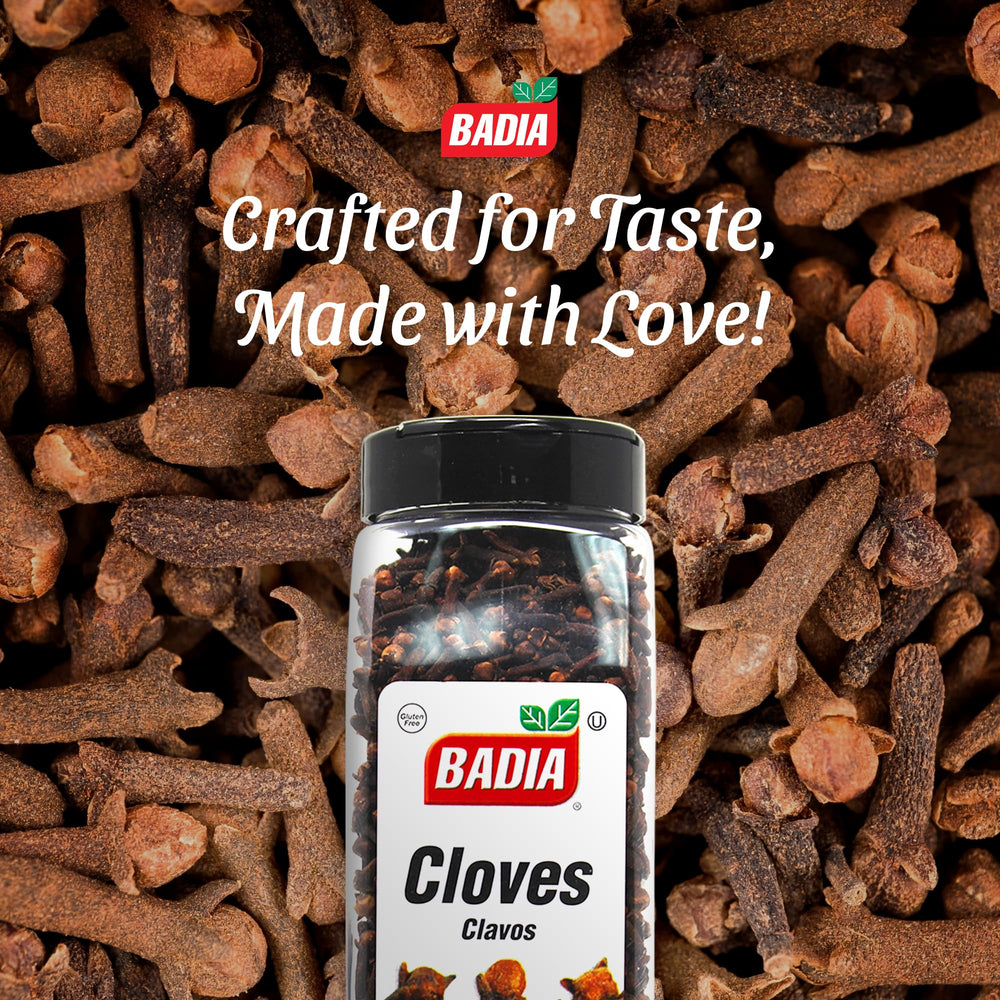 Badia whole cloves ideal for holiday baking and festive beverages.