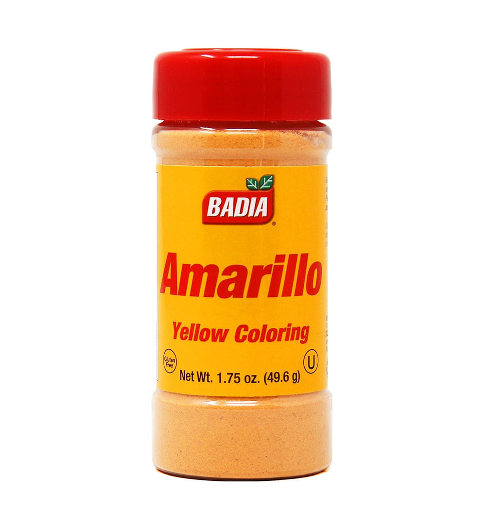 Badia Yellow Coloring packaging signals trusted heritage and easy color addition.