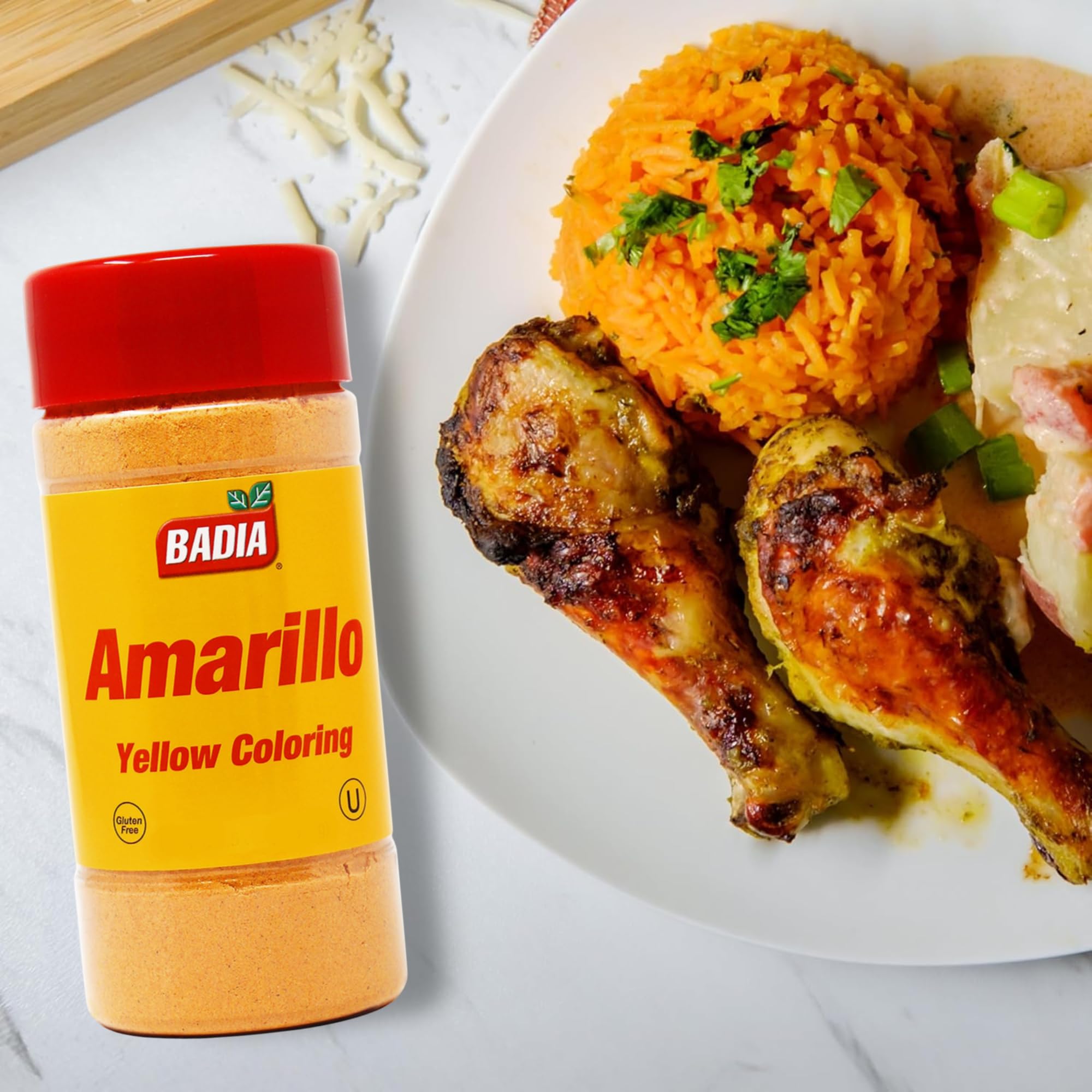 Badia Yellow Coloring over rice delivers bright, natural-looking grains.