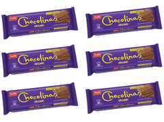 Bagley Chocolinas chocolate cookies 6-pack on a plate, ideal for a quick breakfast.